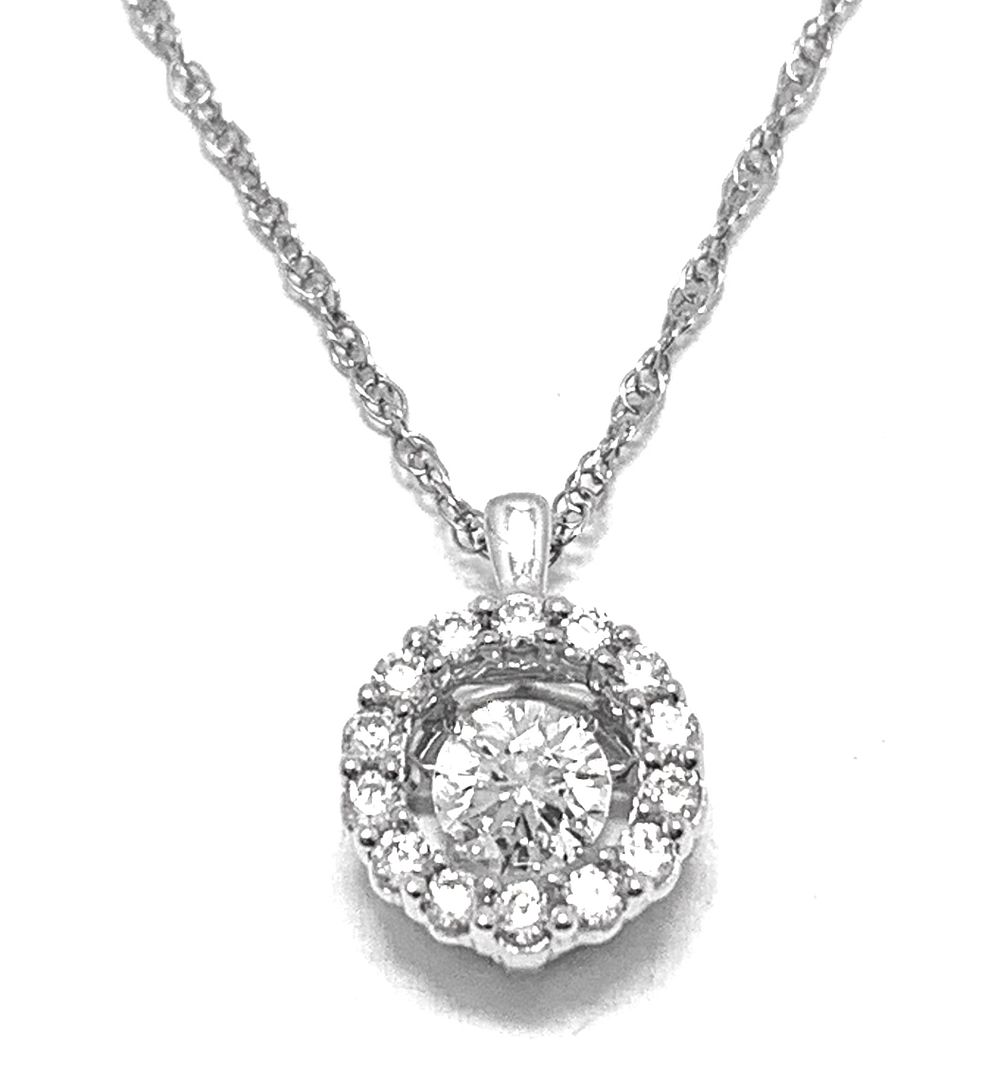 .925 Sterling Silver 18k White Gold Dancing Diamond Design Necklace