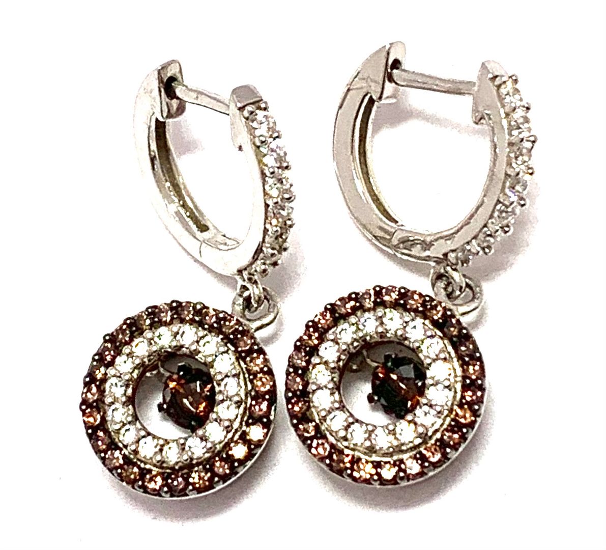 .925 Sterling Silver Dancing Diamond Design Earrings