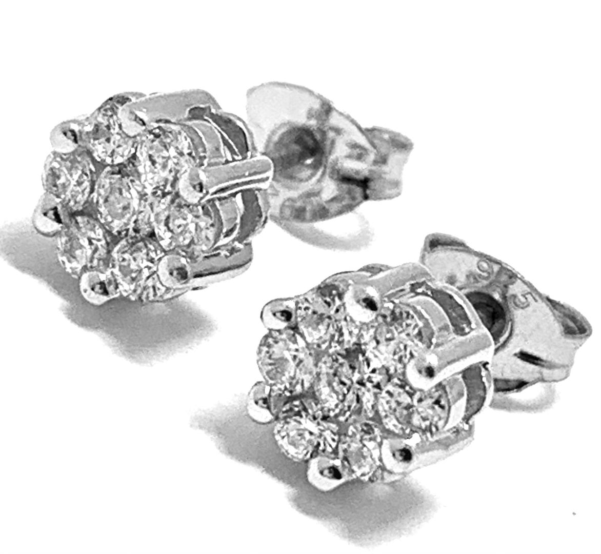 925 Strerling Silver & 14k Gold 0.30ctw Diamonique Diamond Stud Earrings