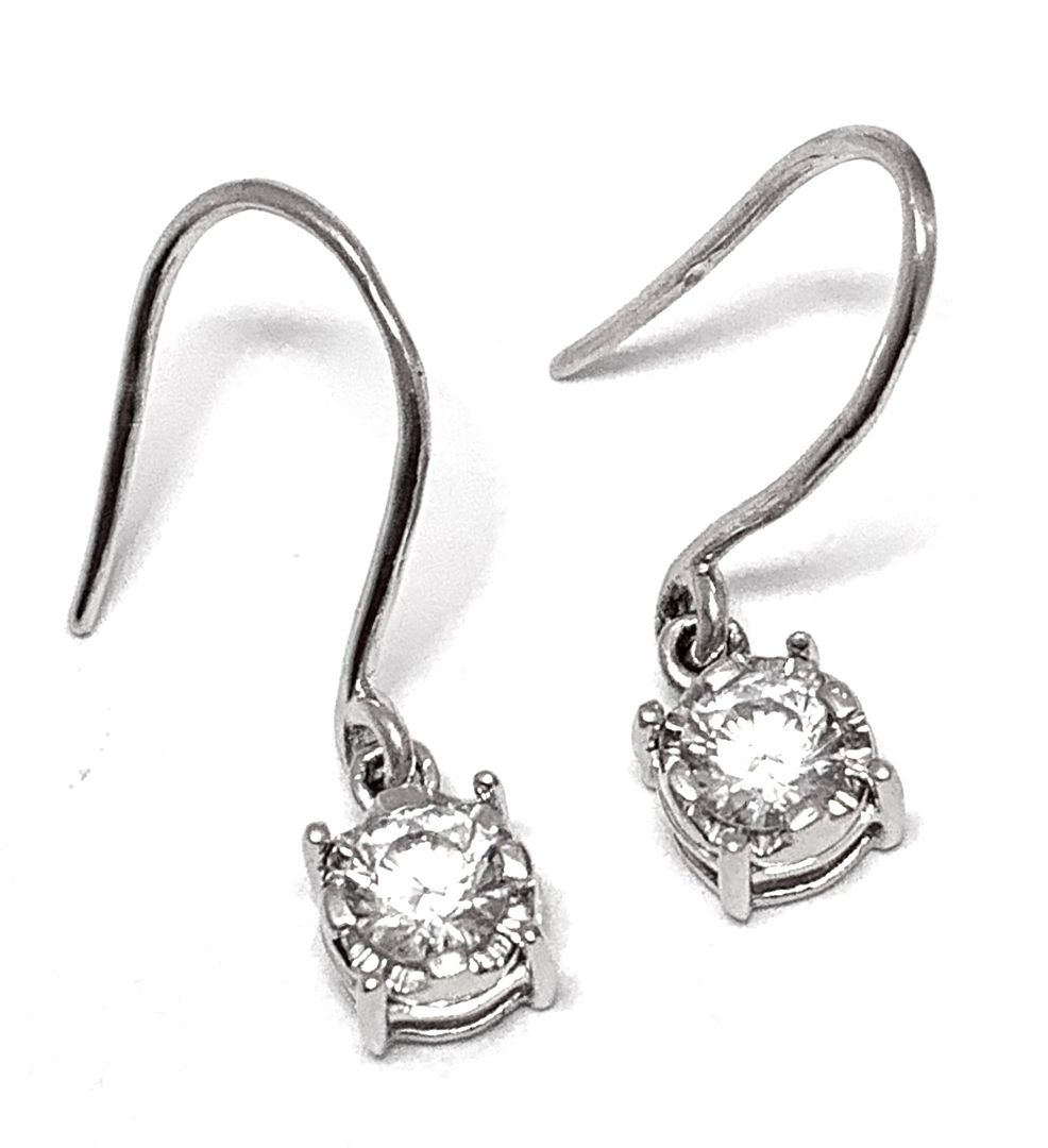 .925 Strerling Silver & 14k Gold 0.40ctw Diamonique Diamond  Earrings