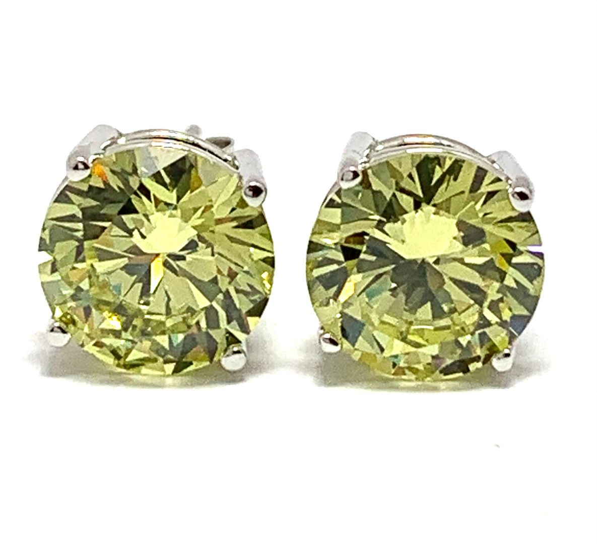 .925 Strerling Silver & 14k Gold 12.00ctw Peridot Stud Earrings