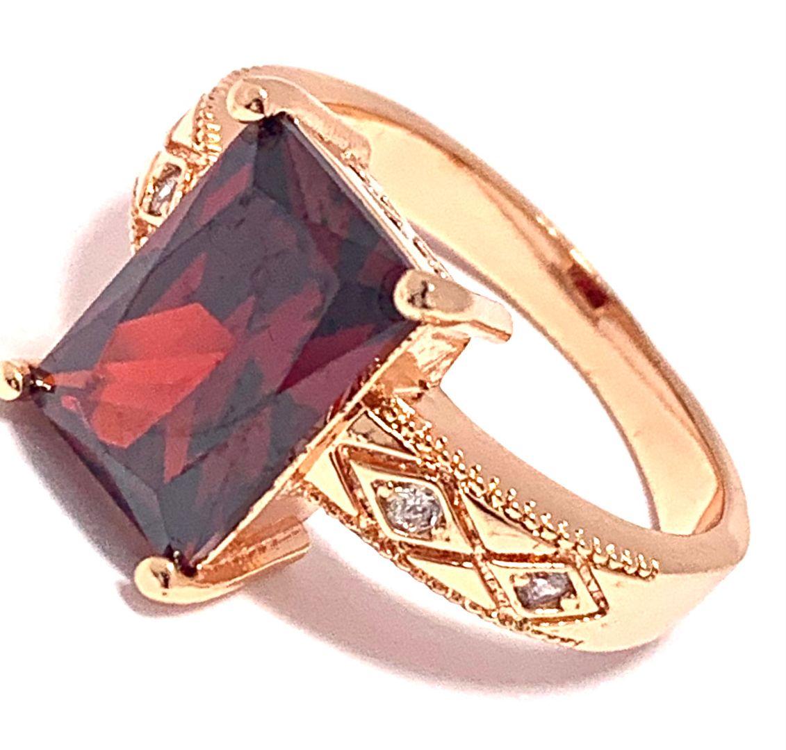 9.50ctw Garnet & Diamonique Diamond Ring Size 9