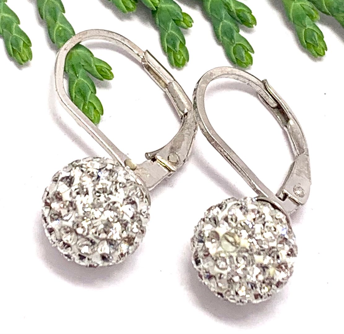 $99 SAM & Co .925 Sterling Silver &18k WG 1.00ctw Diamonique Diamond Earrings