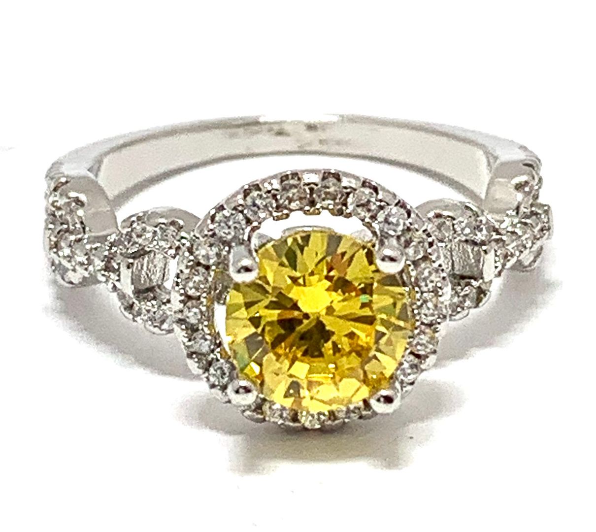 Antique Design 1.00ctw Citrine & Diamonique Diamond Ring