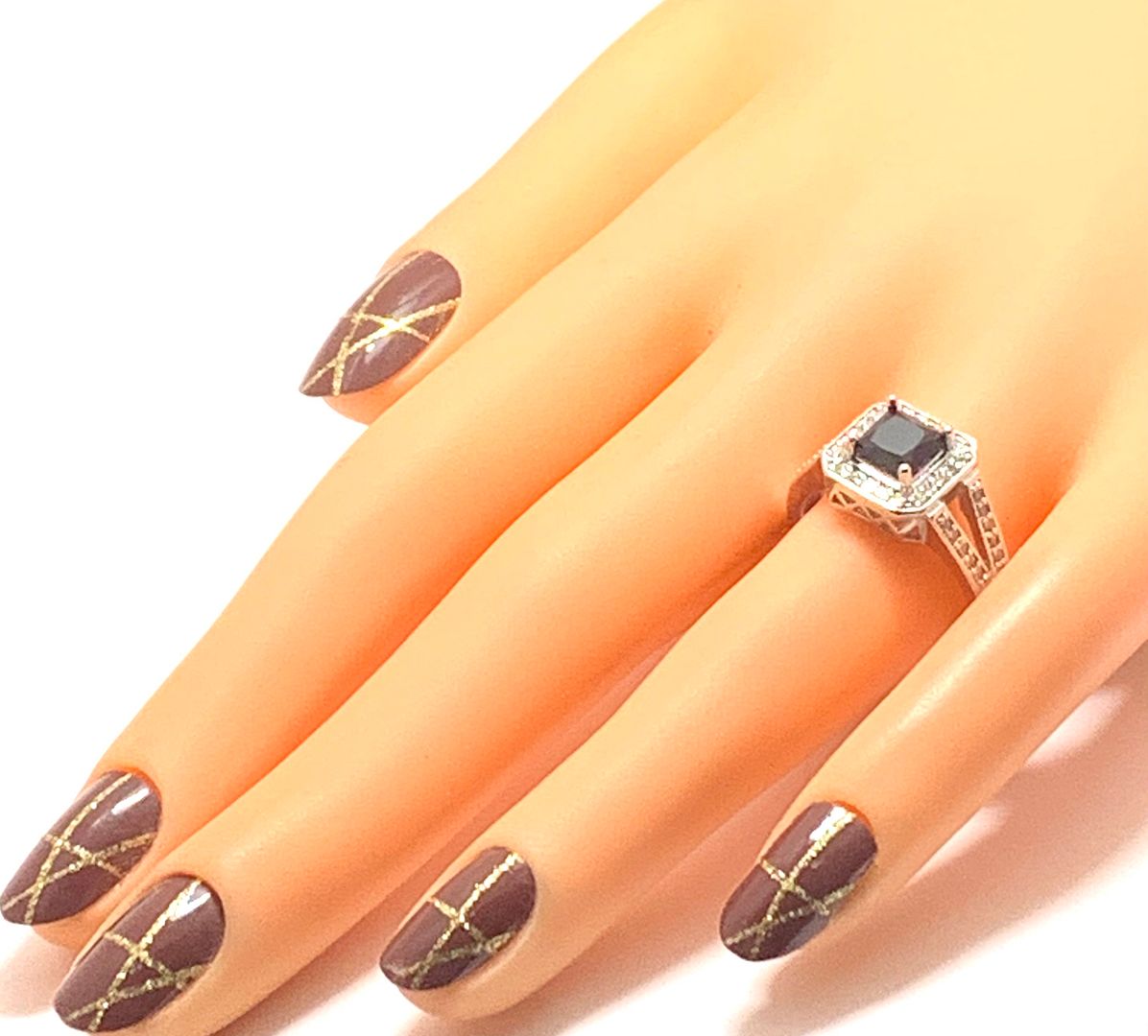 Antique Design 1.50ctw Black Spinel & Diamonique Diamond Ring ...