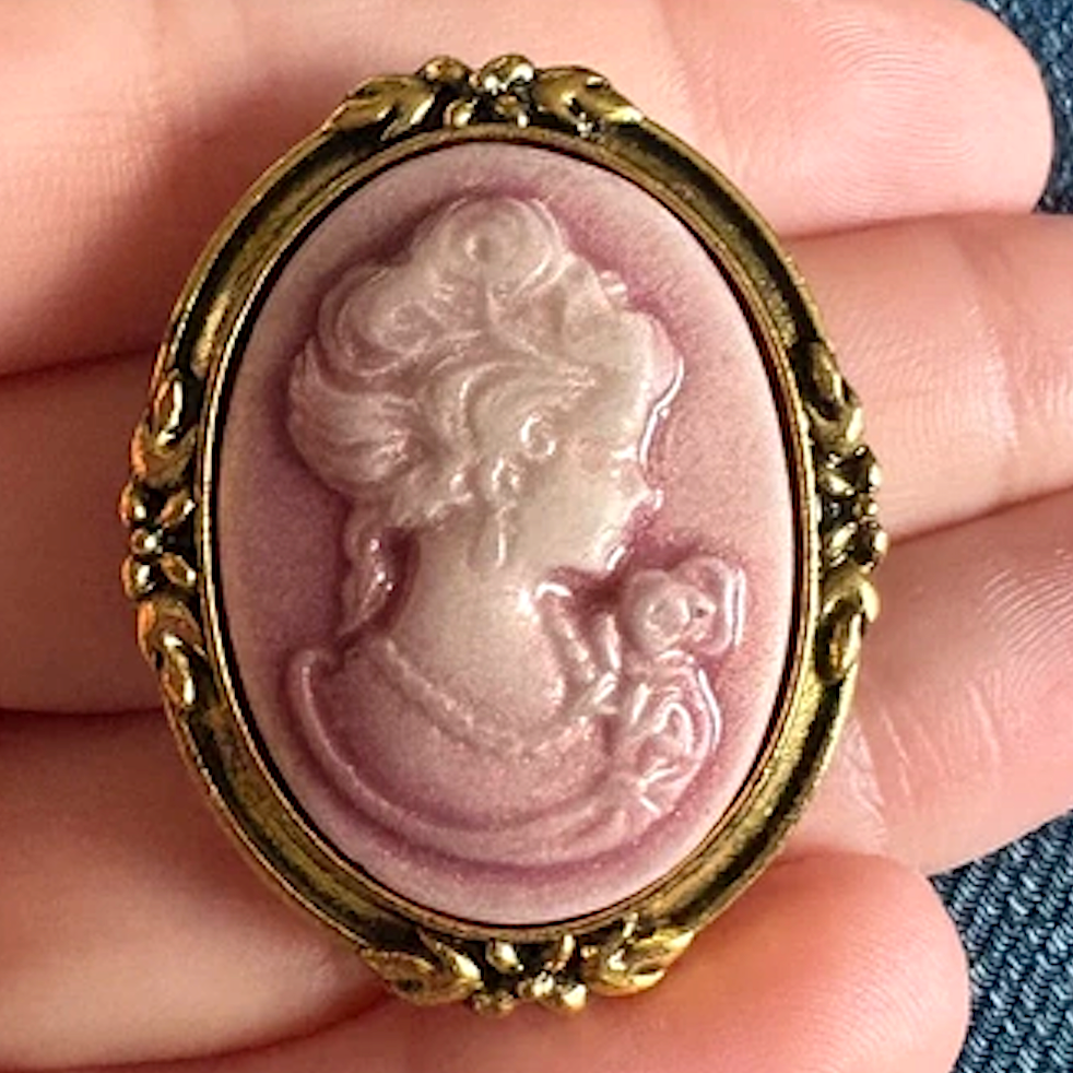 Antique Design 18K Overlay Cameo Brooch