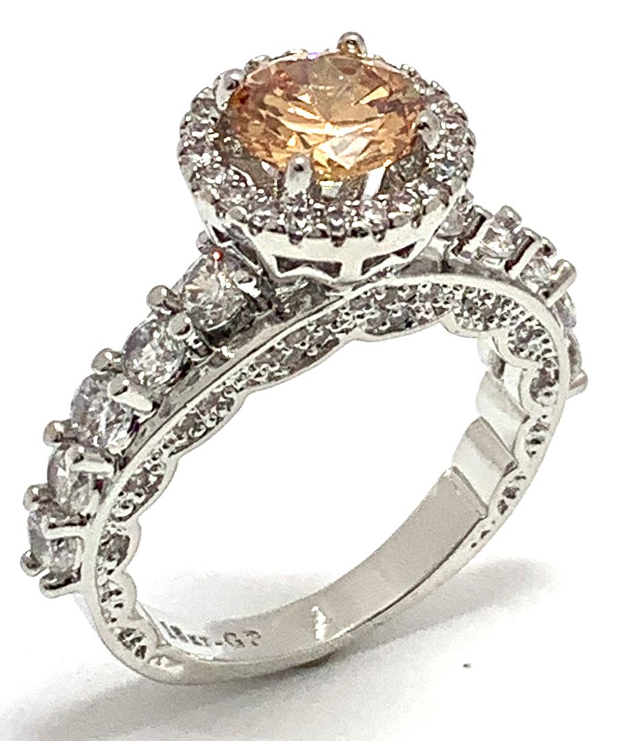 Antique Design 4.00ctw Golden Topaz & Diamonique Diamond Ring
