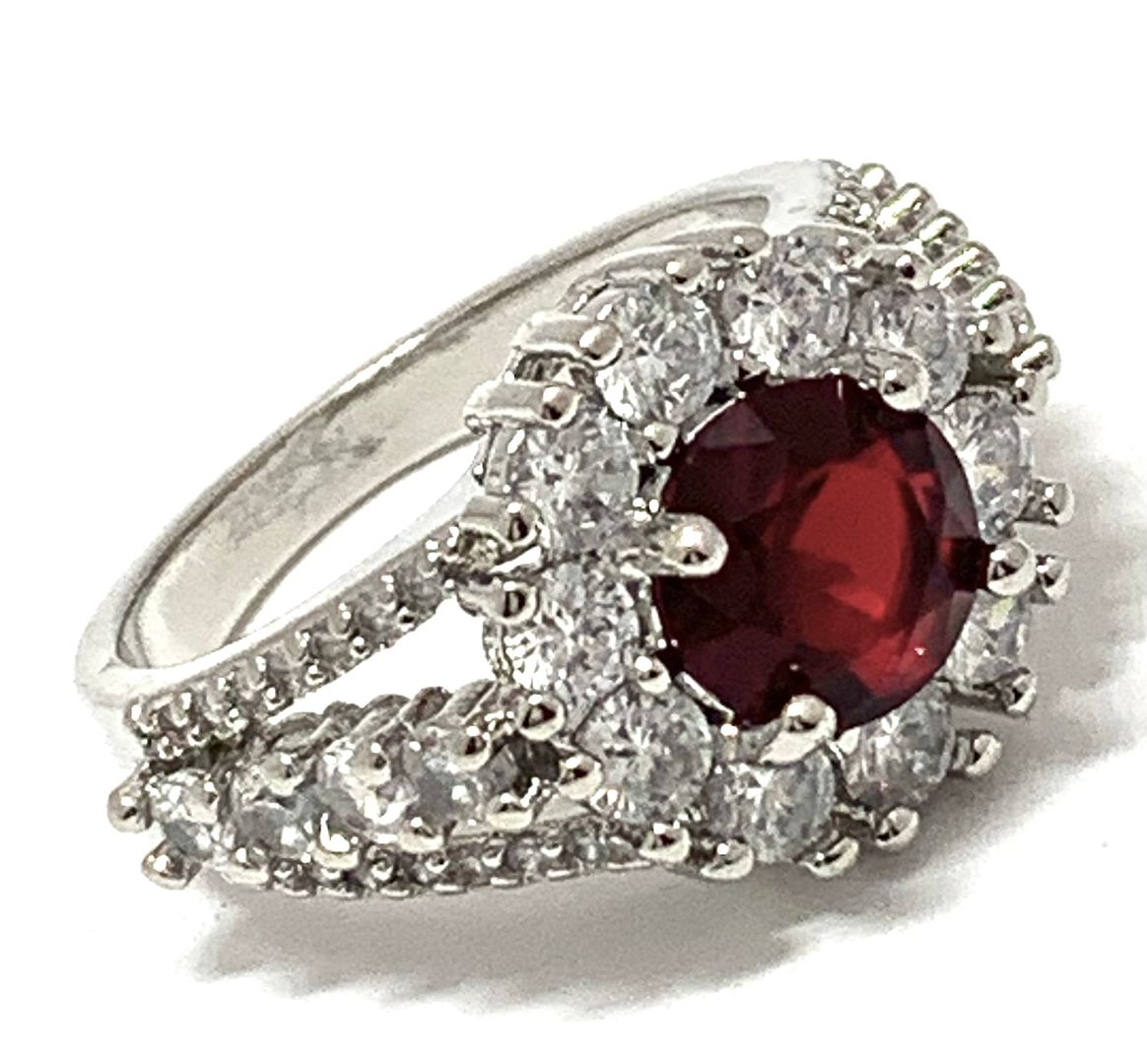 Antique Design 4.50ctw Garnet & Diamonique Diamond Ring