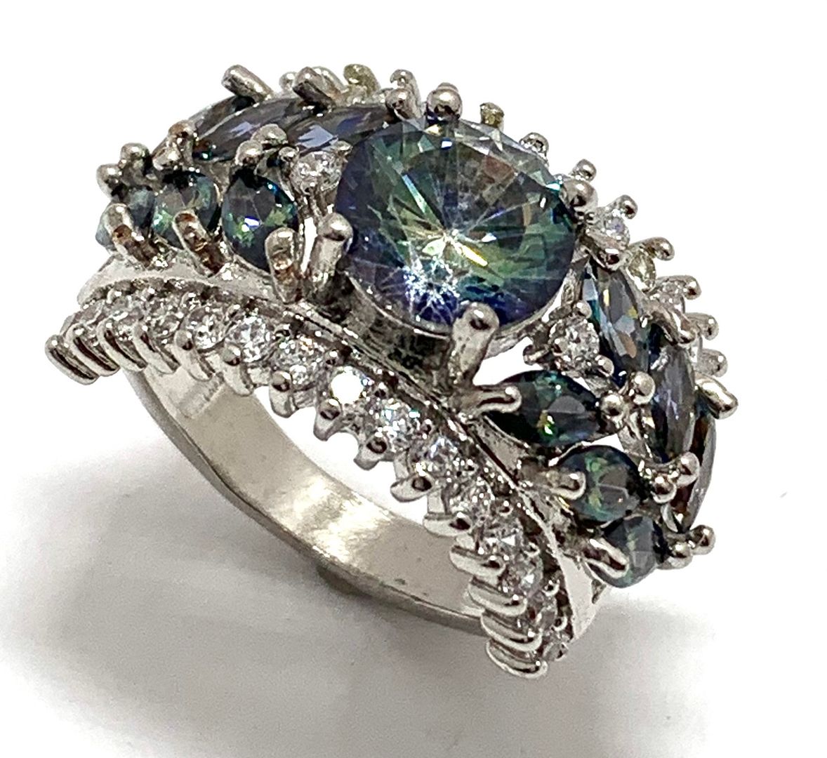Antique Design 5.25ctw Mistique Topaz & Diamonique Diamond Ring