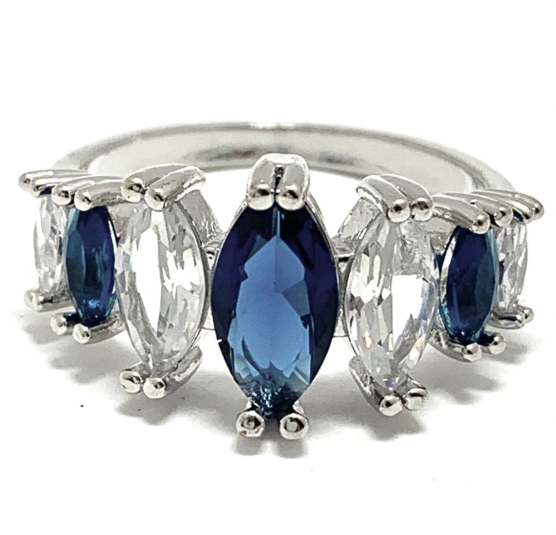 Antique Design 5.25ctw Sapphire & Diamonique Diamond Anniversary Ring