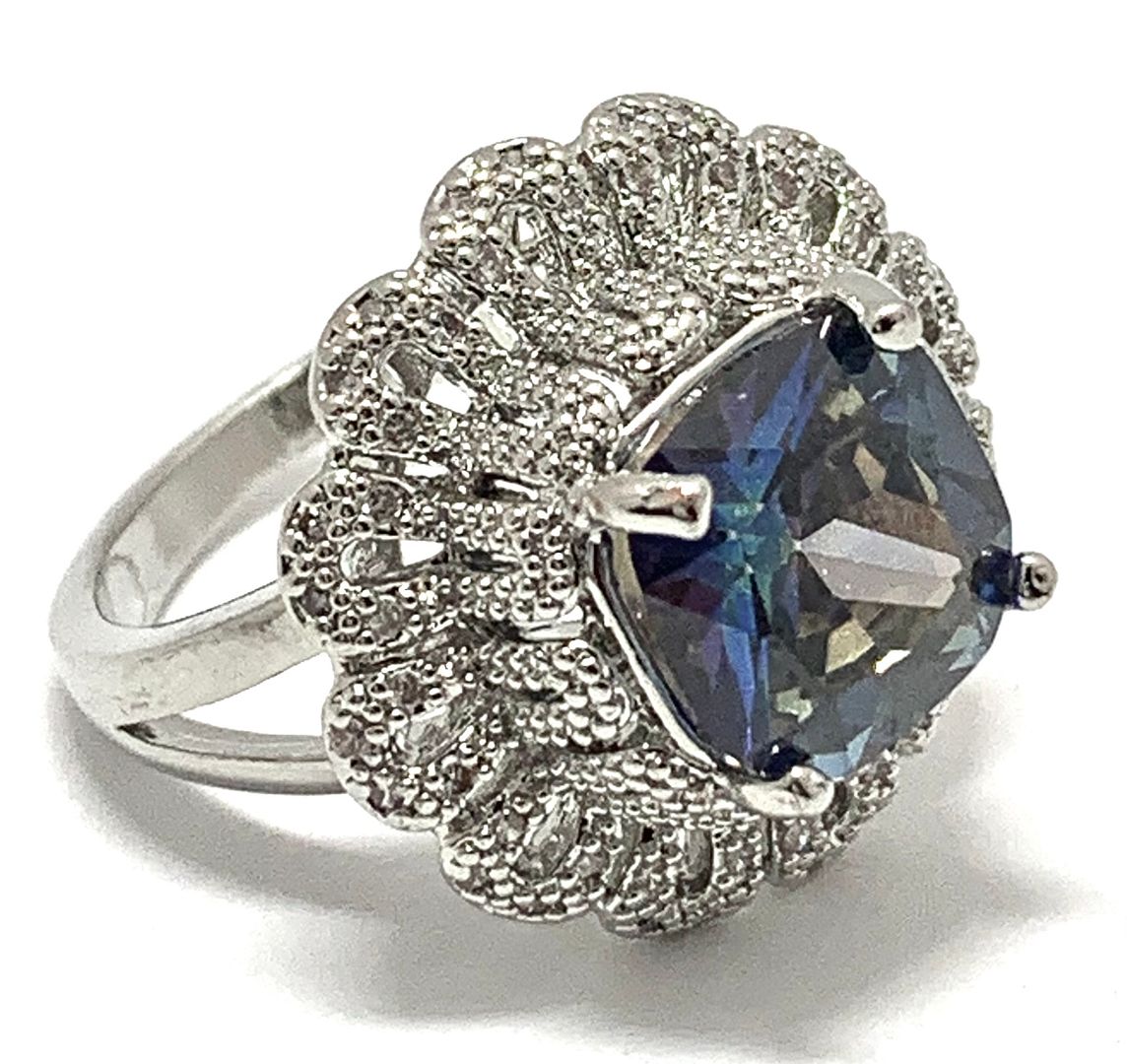 Antique Design 9.00ctw Mistique Topaz & Diamonique Diamond Ring