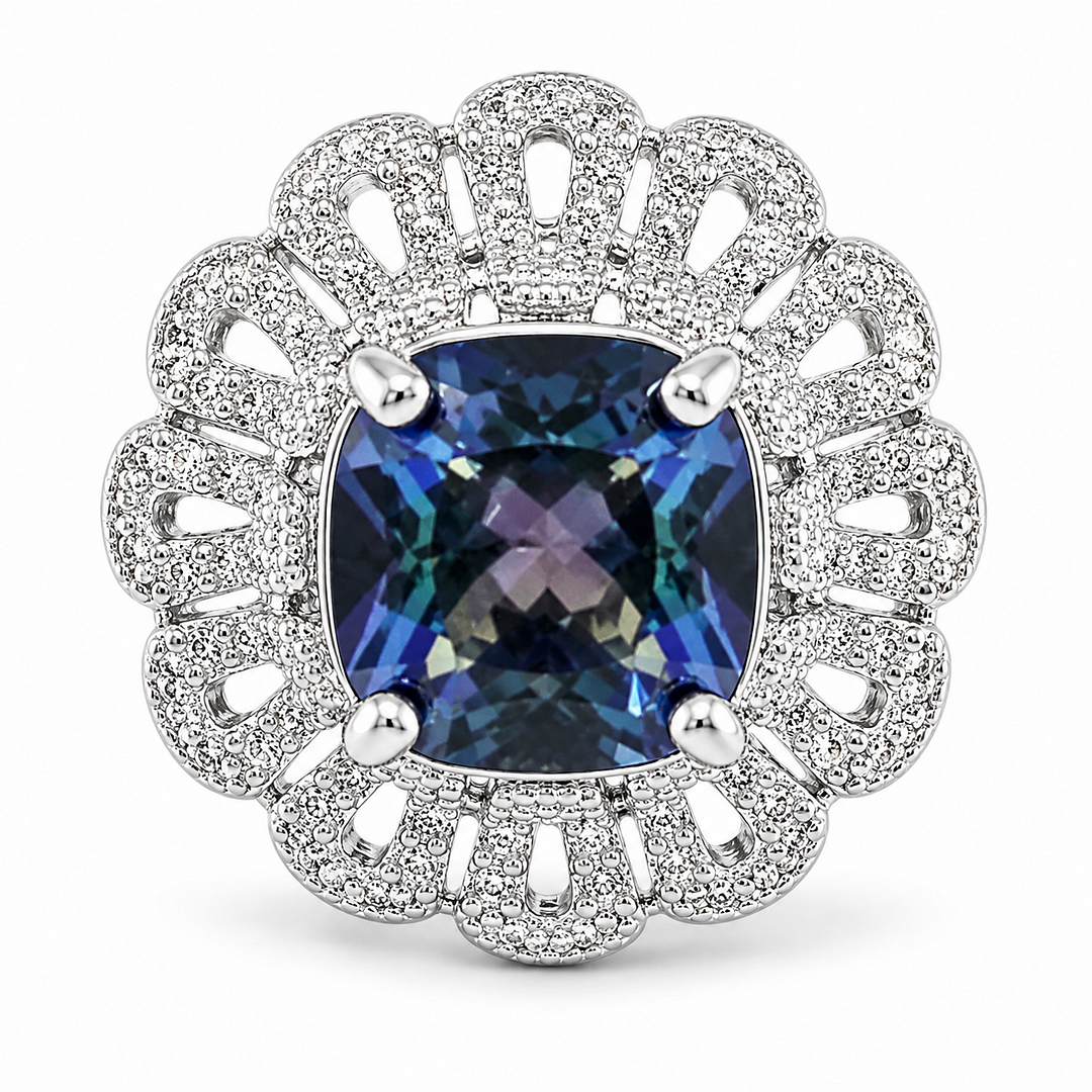 Antique Design 9.00ctw Mistique Topaz & Diamonique Diamond Ring
