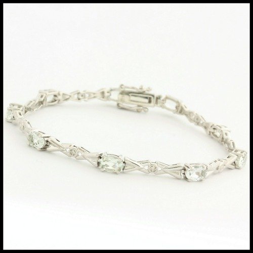 Authentic Lorenzo 925 Sterling Silver 3 60ctw Genuine Green Quartz Authentic Lorenzo 925 Sterling Silver 3 60ctw Genuine Green Quartz 0 01ctw Diamond Bracelet