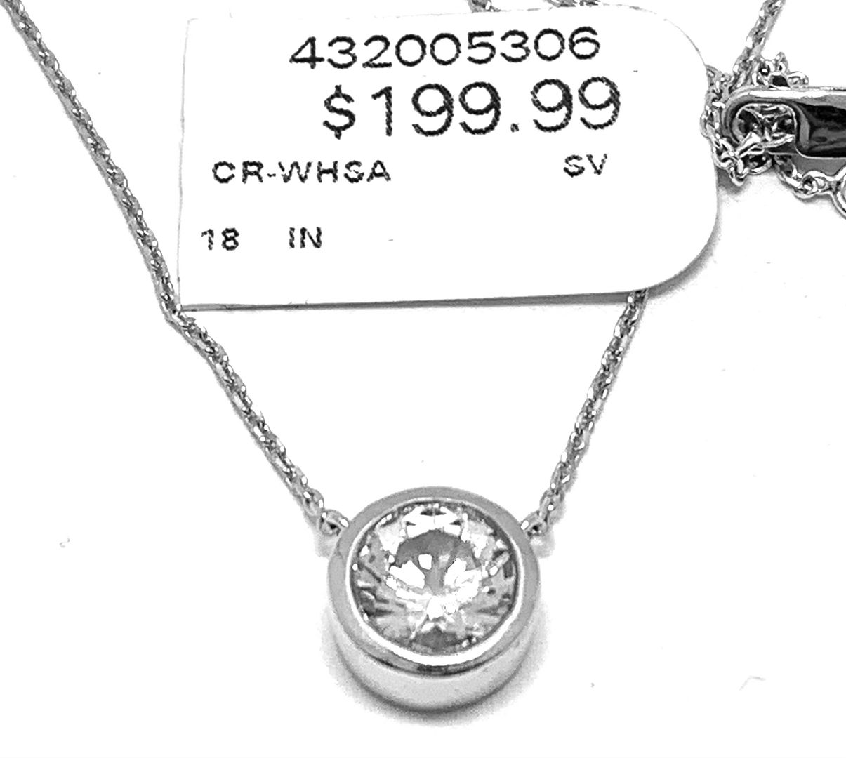 Bezel Set Solitaire Diamonique Necklace .925 Sterling Silver & 18K Gold - $199 Retail