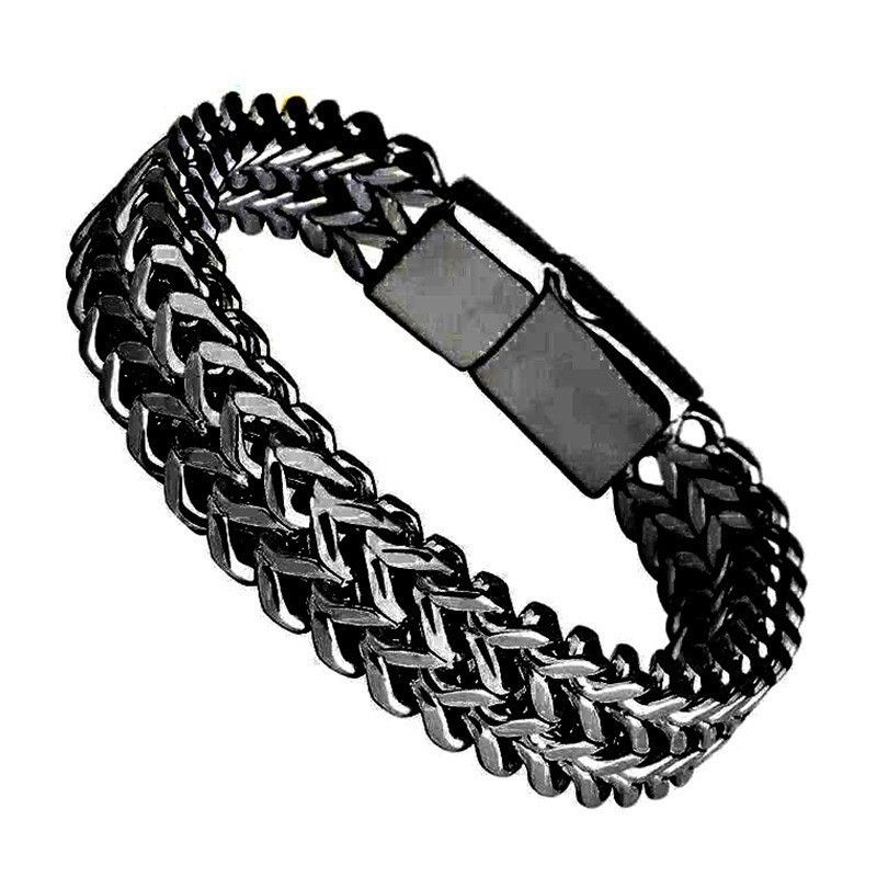 Black Rhodium Overlay Unisex 8" Bracelet