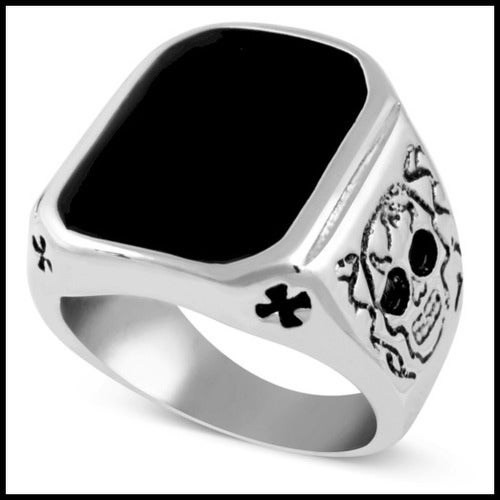 Black Skull Men's Stainless Steel Ring Size 9 Property Room