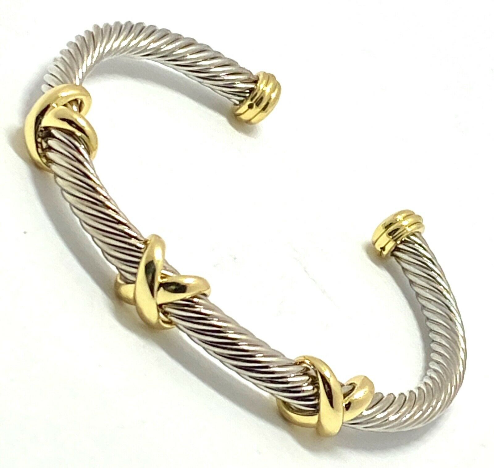 Cable Cuff Bangle Bracelet TwoTone 14k Gold Over Property Room