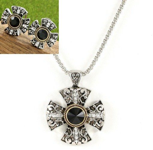 Classic Solitaire Necklace & Stud Earring Set, 1.05ctw White Cubic Zirconia (AAA grade)