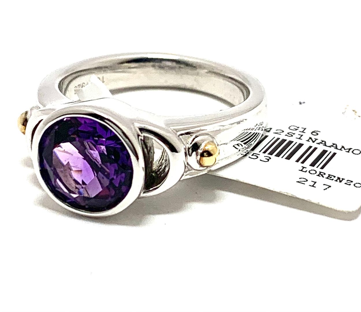 Colore SG Lorenzo 18k White & Yellow Gold & .925 Sterling Silver 2.55ctw Genuine Amethyst Ring