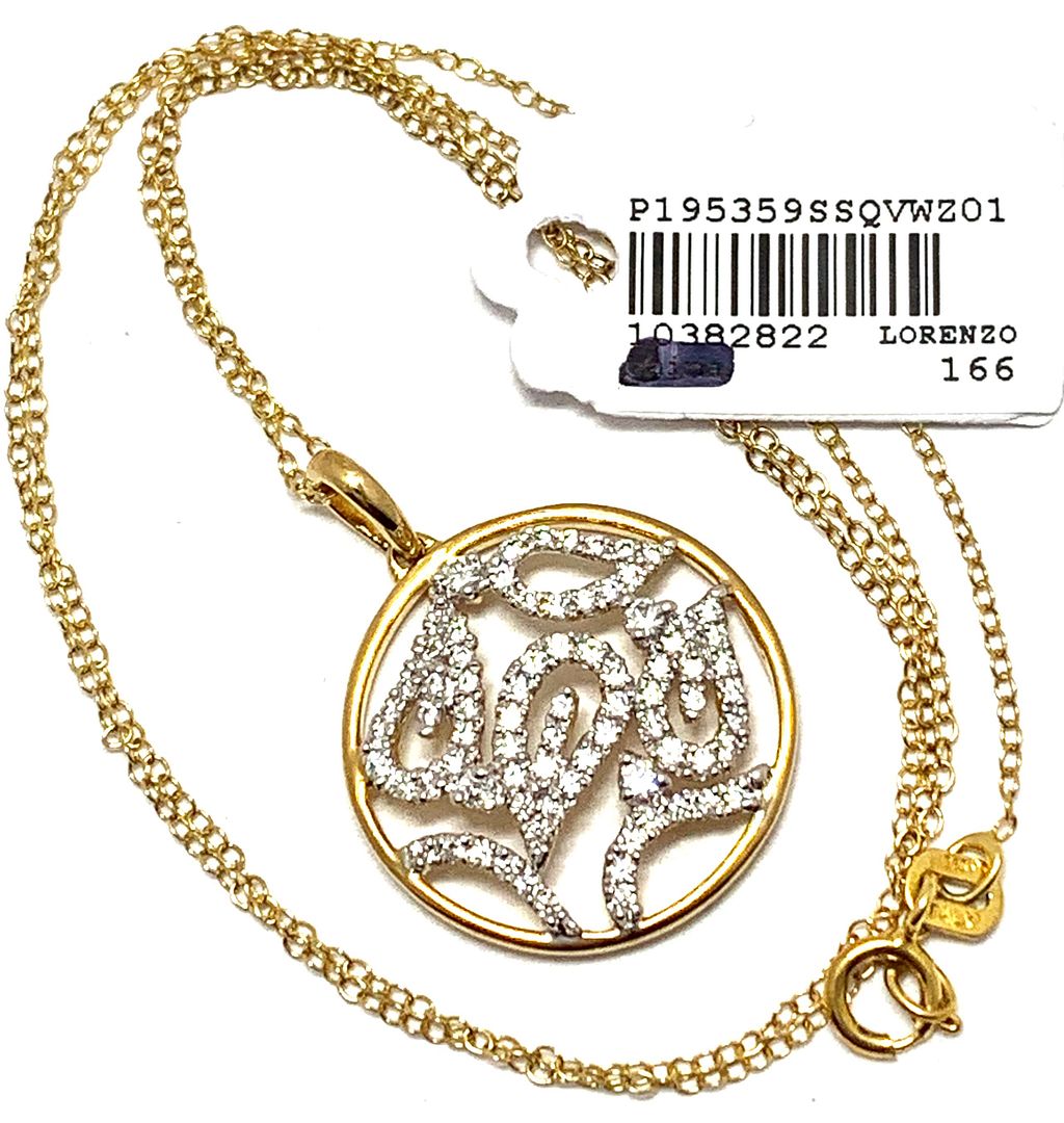 Colore SG Lorenzo 18k Yellow Gold & .925 Sterling Silver 0.93ctw Genuine White Zircon Necklace