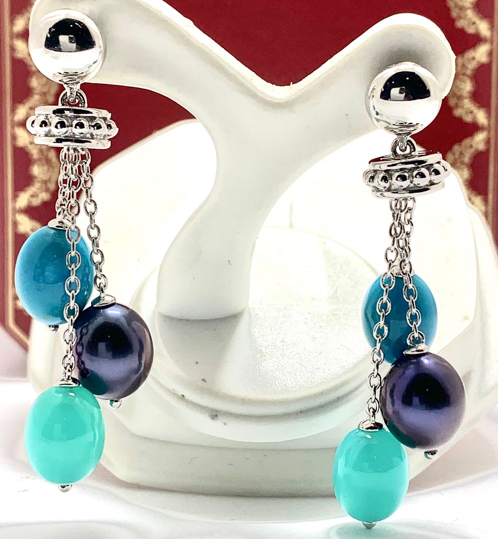 Colore SG Lorenzo  .925 Sterling Silver 20.28ctw Multicolor Stones Dangle Earrings