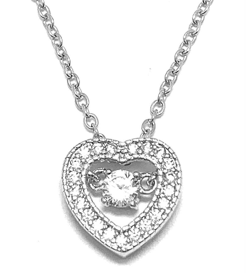 Dancing Diamond 0.75ctw Diamonique Diamond Heart Necklace 18K Gold Overlay