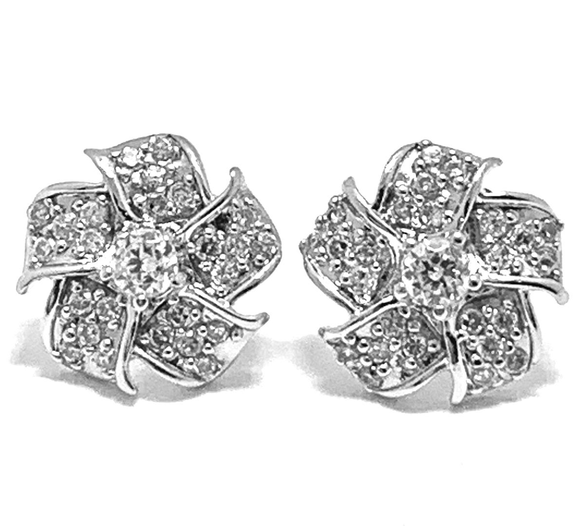 Designer .925 Sterling Silver & 18k WG 0.35ctw Diamonique Diamond Stud Earrings