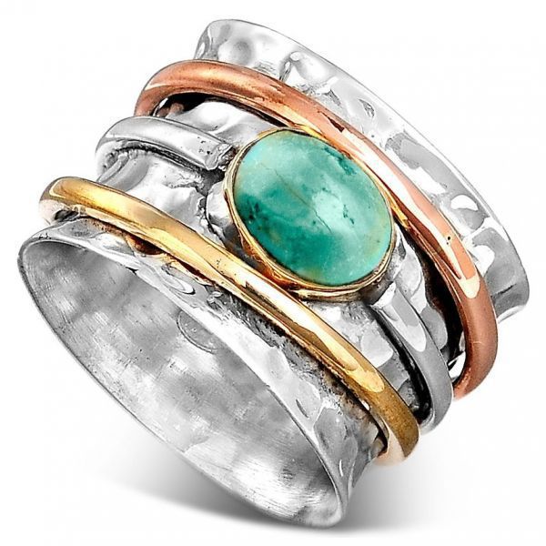 Designer Inspired 0.25ctw Turquoise & 18k Gold Overlay Ring