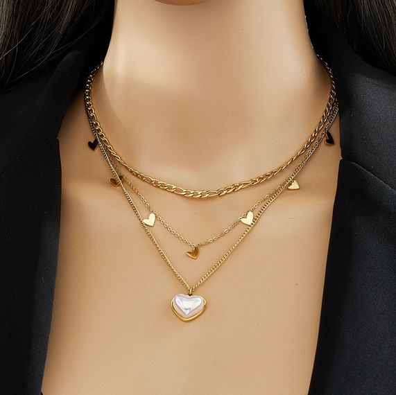 Designer Inspired 13.8 gram, 12X14mm Mother Of Pearl Heart, 18k Gold Overlay Necklace