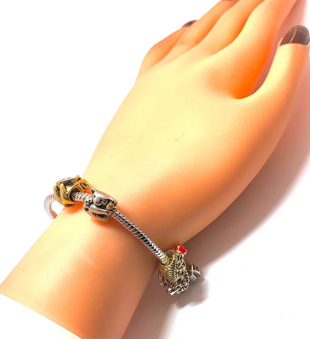 Designer inspired 14kTwoTone Gold Over Ladies Charm Bracelet