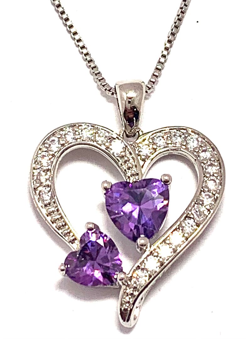 Designer Inspired 18k Gold Overlay 3.25ctw Amethyst & Diamonique Diamond Heart Necklace