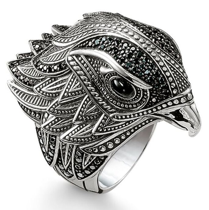 Designer Inspired 18K White Gold Overlay EAGLE Design Unisex Ring