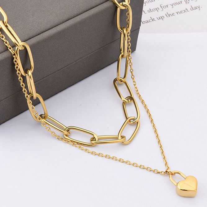 Designer Inspired 21.7 gram 18k Gold Overlay Double Heart Necklace