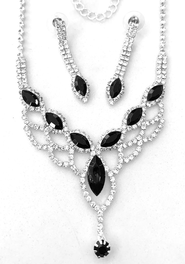 Designer Inspired 32.50ctw Black Spinel & CZ 18k Gold Overlay Necklace & Earrings