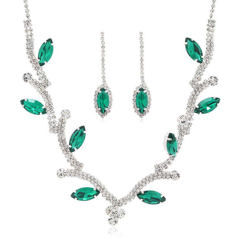 Designer Inspired 35.50ctw Emerald & CZ 18k Gold Overlay Necklace & Earrings Set