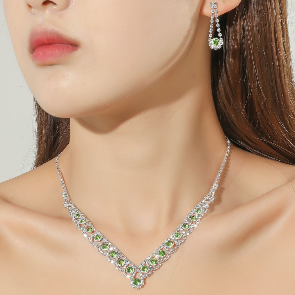 Designer Inspired 36.50ctw Peridot & CZ 18k Gold Overlay Necklace & Earrings Set