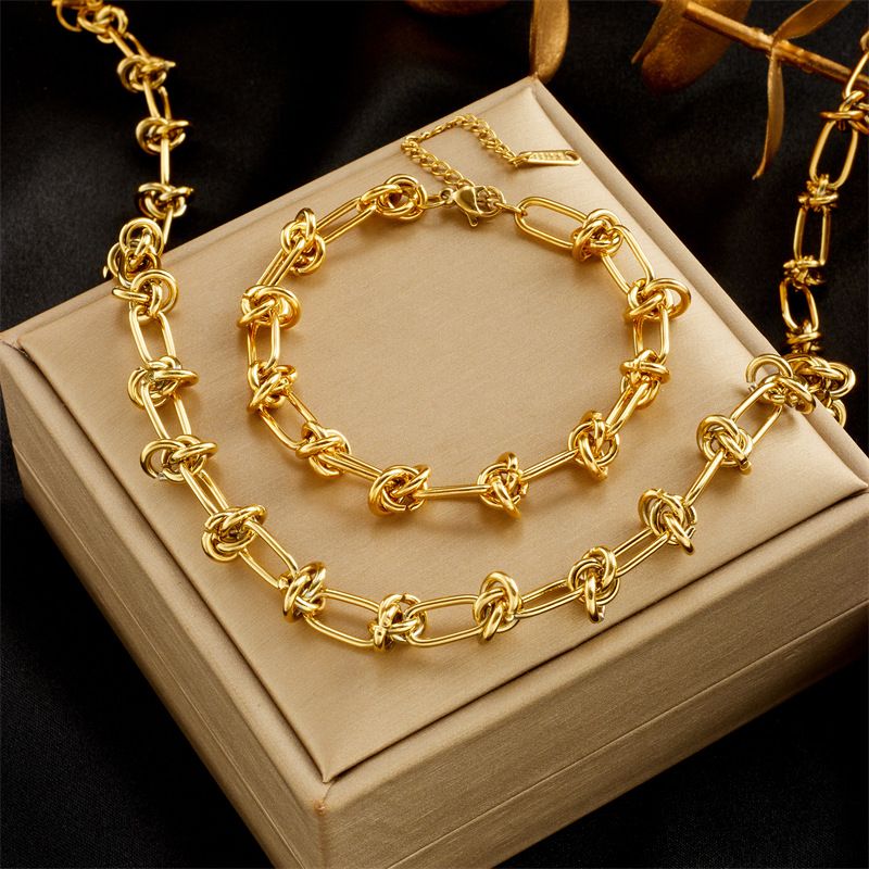 Designer Inspired 40.7 gram 18k Gold Overlay Necklace & Bracelet Set