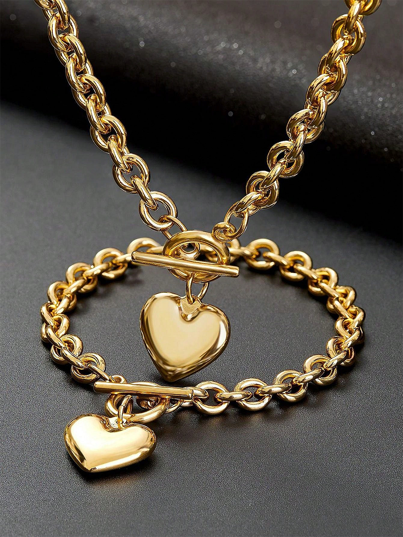 Designer Inspired 41.1 gram 18k Gold Overlay Necklace & Bracelet Set