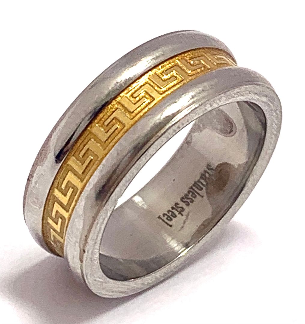 Designer Inspired Mens Stainless Steel Two Tone Ring Size 9