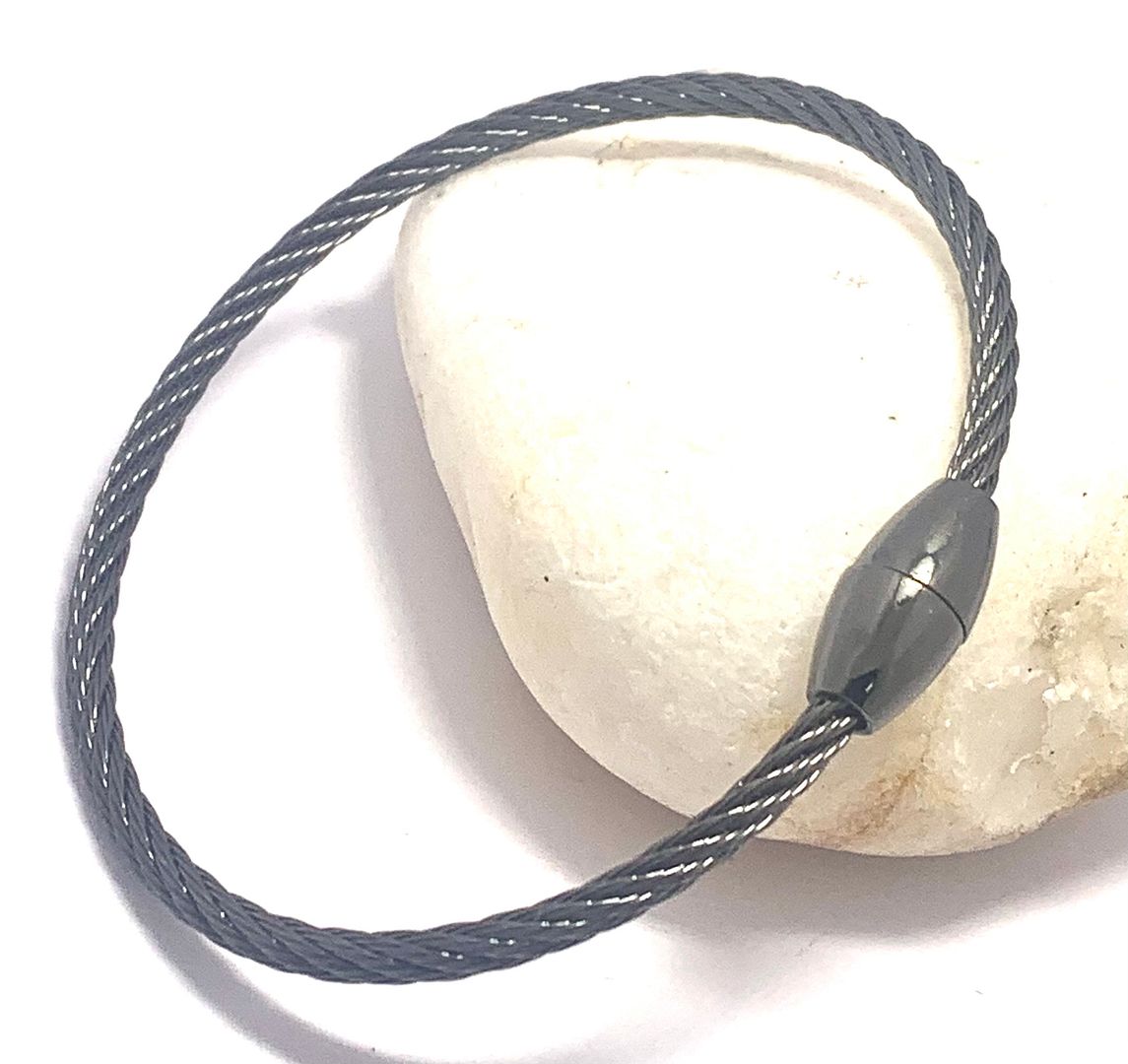 Designer Inspired Unisex Black Rhodium Cable Bangle Bracelet