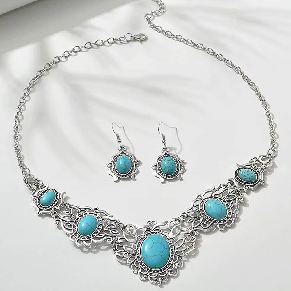 Fashion Design Turquoise Necklace & Earrings Set