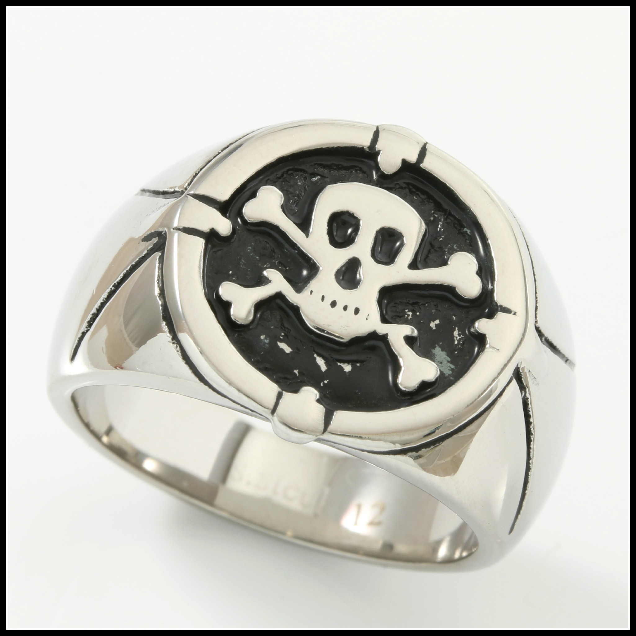 Fine Jewelry Brass with 3x Gold Overlay Skull and Bones Men's Ring Size