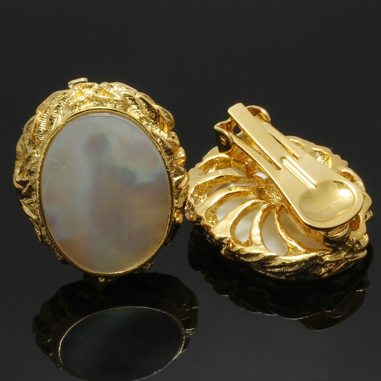 Genuine Mother of Pearl "Giovanni" Clip On Earrings Property Room