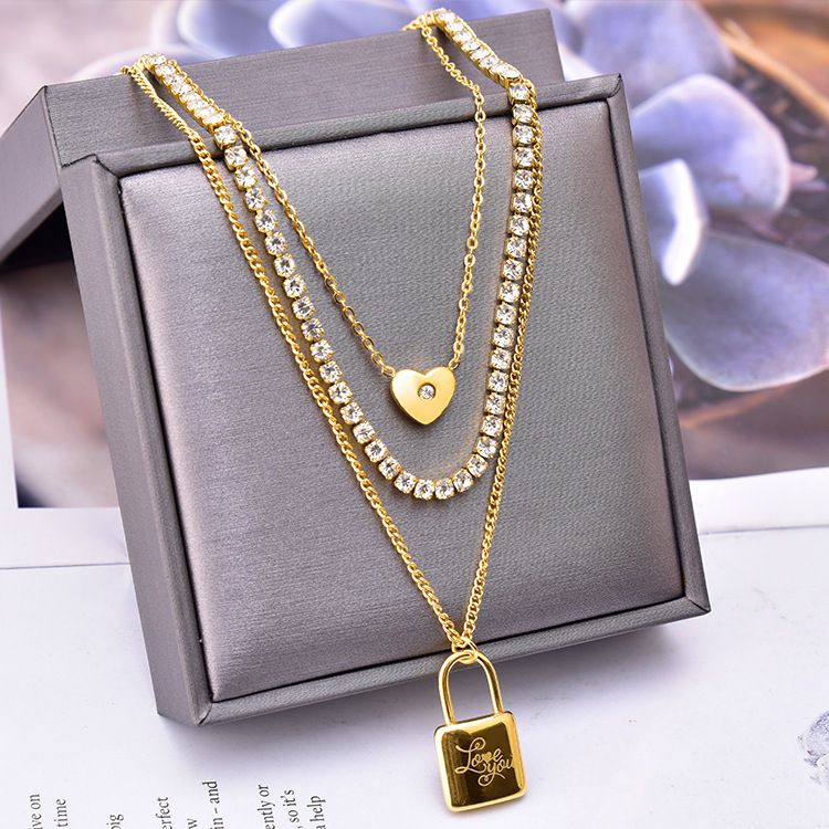 Heart Necklace, tennis Necklace, Locket Necklace Stack