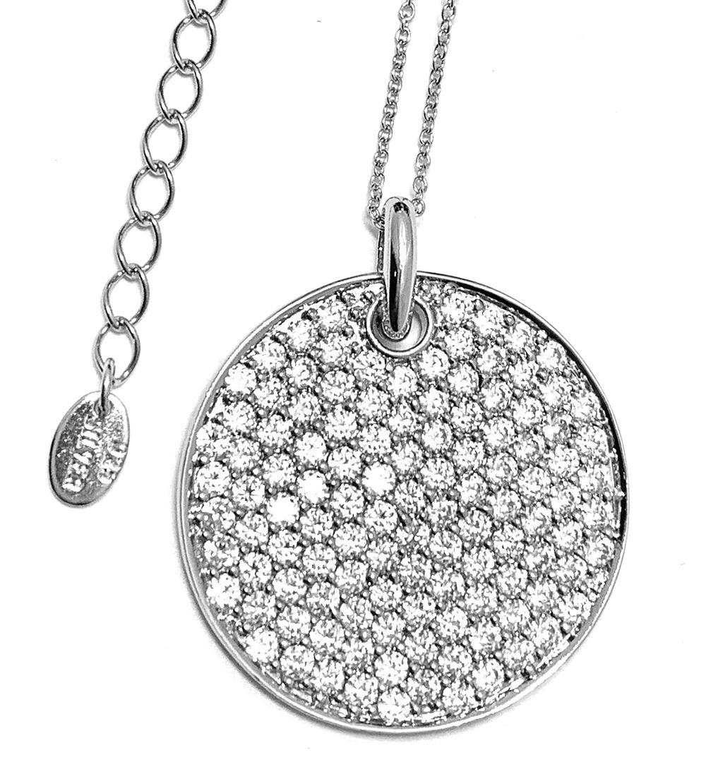 LASSAIRE .925 Sterling Silver 3.00ctw Simulated Diamond Circle  Necklace