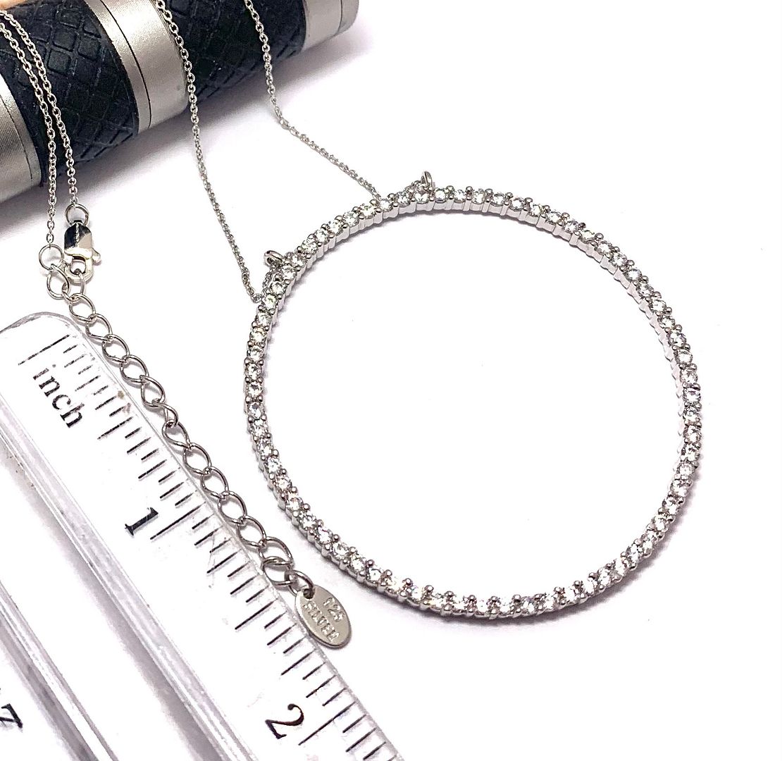LASSAIRE .925 Sterling Silver Simulated Diamond Circle of Love Necklace