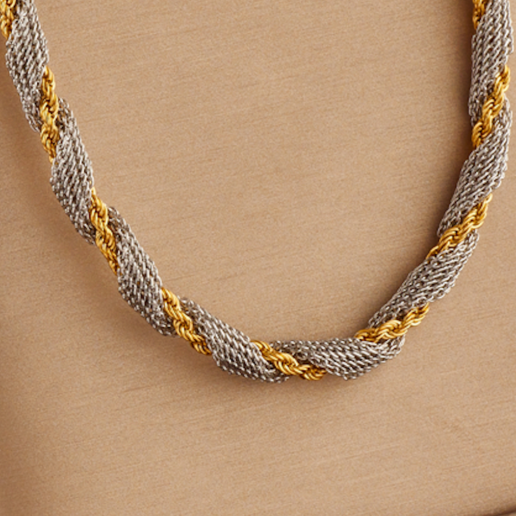 Mash & Rope Design Two Tone Necklace