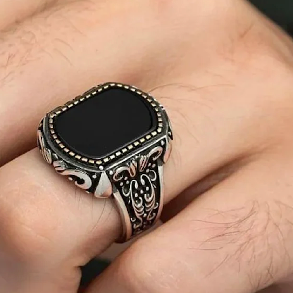Men's Black Onyx Signet Ring