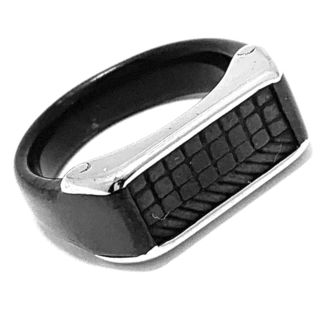 Modern Desighn Mens Steinless Steel & Ebonite Ring