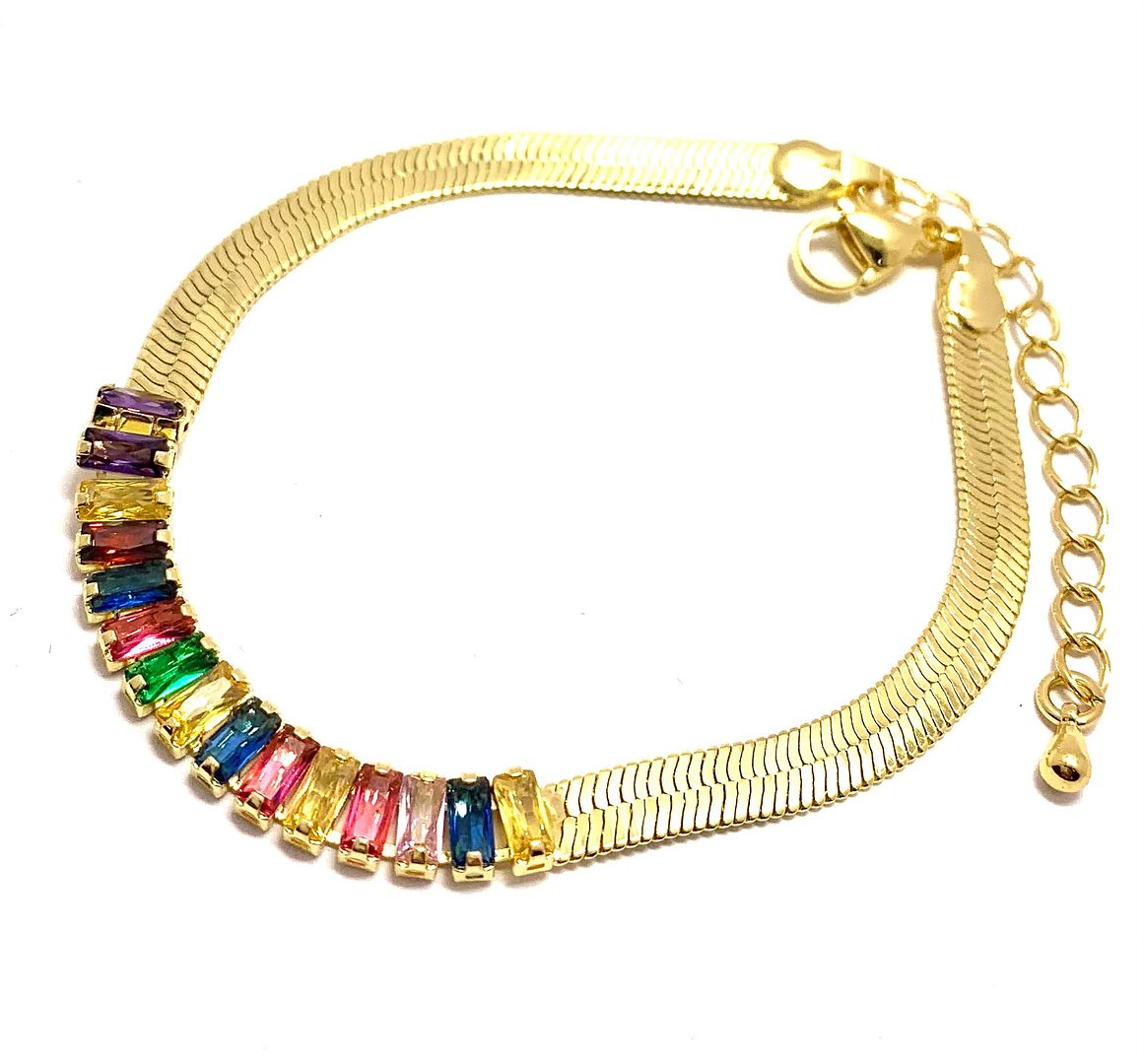 Multi-Color Diamonique Diamond Snake Chain Tennis Bracelet For Women